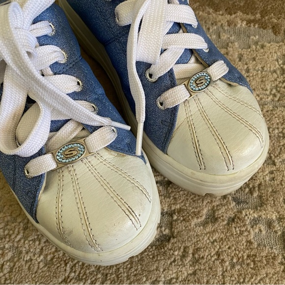 Skechers Vintage Y2K Platform Sneakers Backless Slip On Chunky Blue Glitter: 8 - Picture 9 of 10